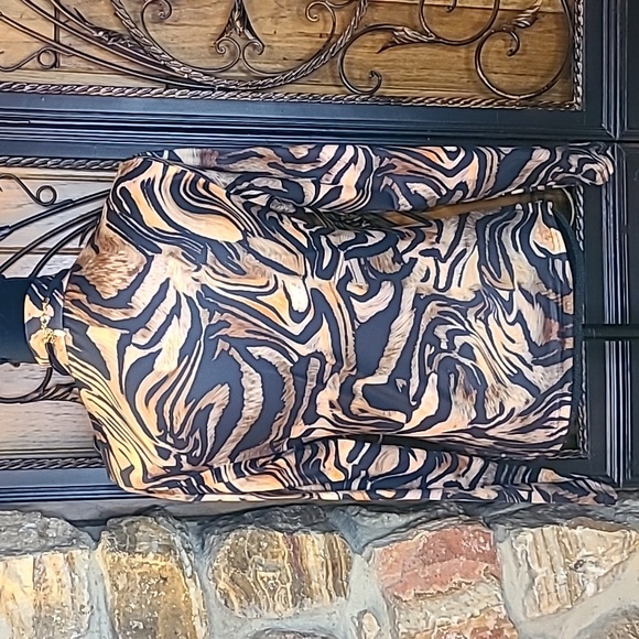 Shein Brown/Preve Marbled Print Long Sleeve Mock T-neck Top Size: M - Picture 7 of 14